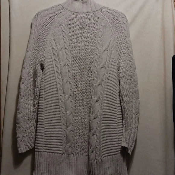 Womens S Liz Claiborne Heavy Knit Open Cardigan Neutral Cream Lagging Long Line - Picture 5 of 7